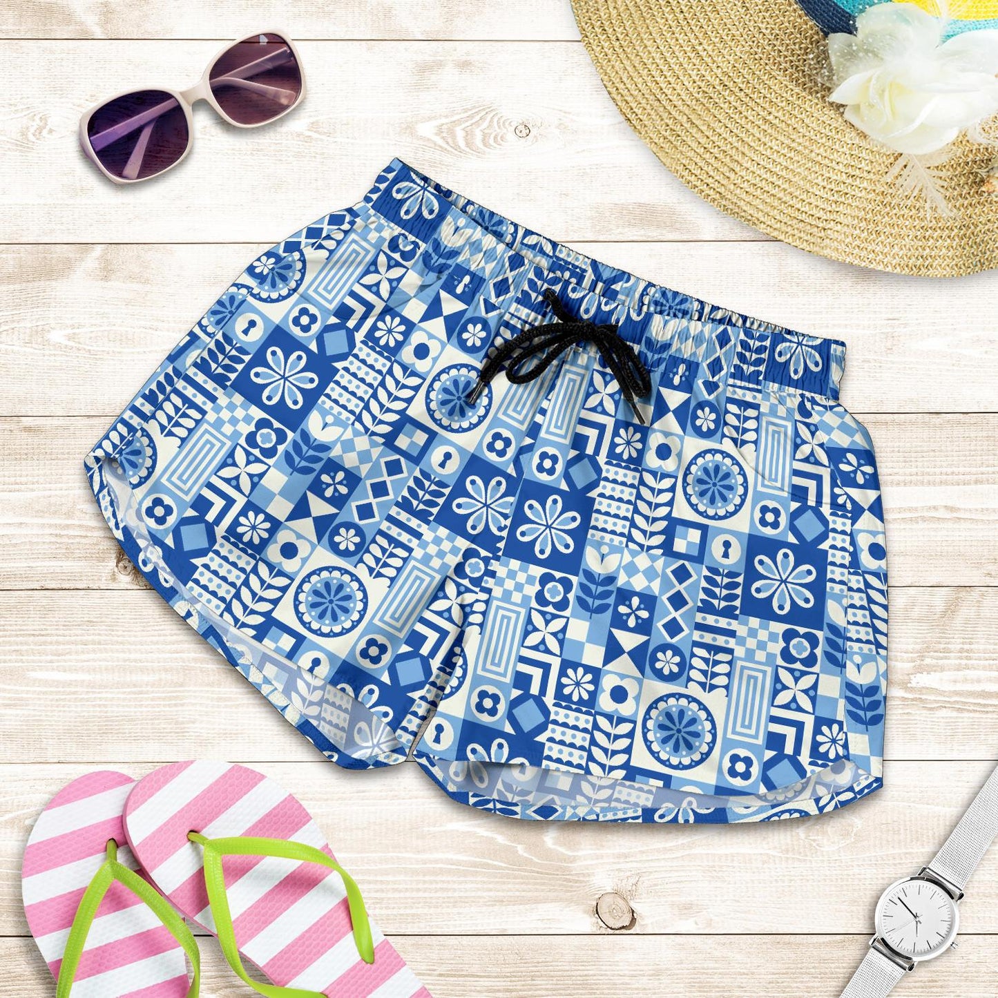 Swedish Print Pattern Women Shorts-JTAMIGO.COM