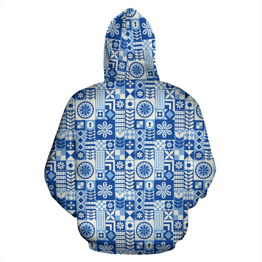 Swedish Print Pattern Zip Up Hoodie