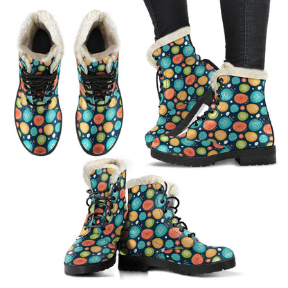 Swedish Themed Design Faux Fur Leather Boots-JTAMIGO.COM