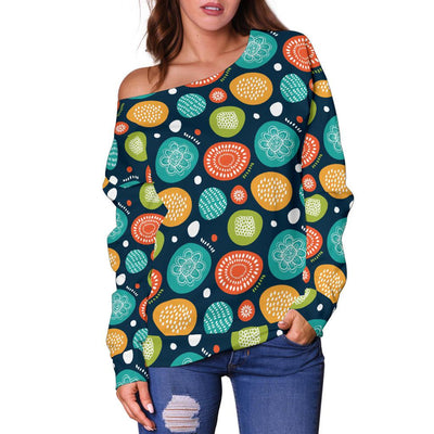 Swedish Themed Design Off Shoulder Sweatshirt