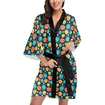 Swedish Themed Design Women Short Kimono Robe