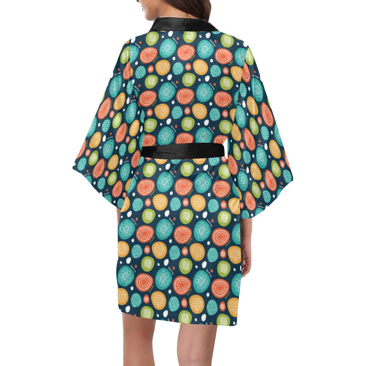 Swedish Themed Design Women Short Kimono Robe