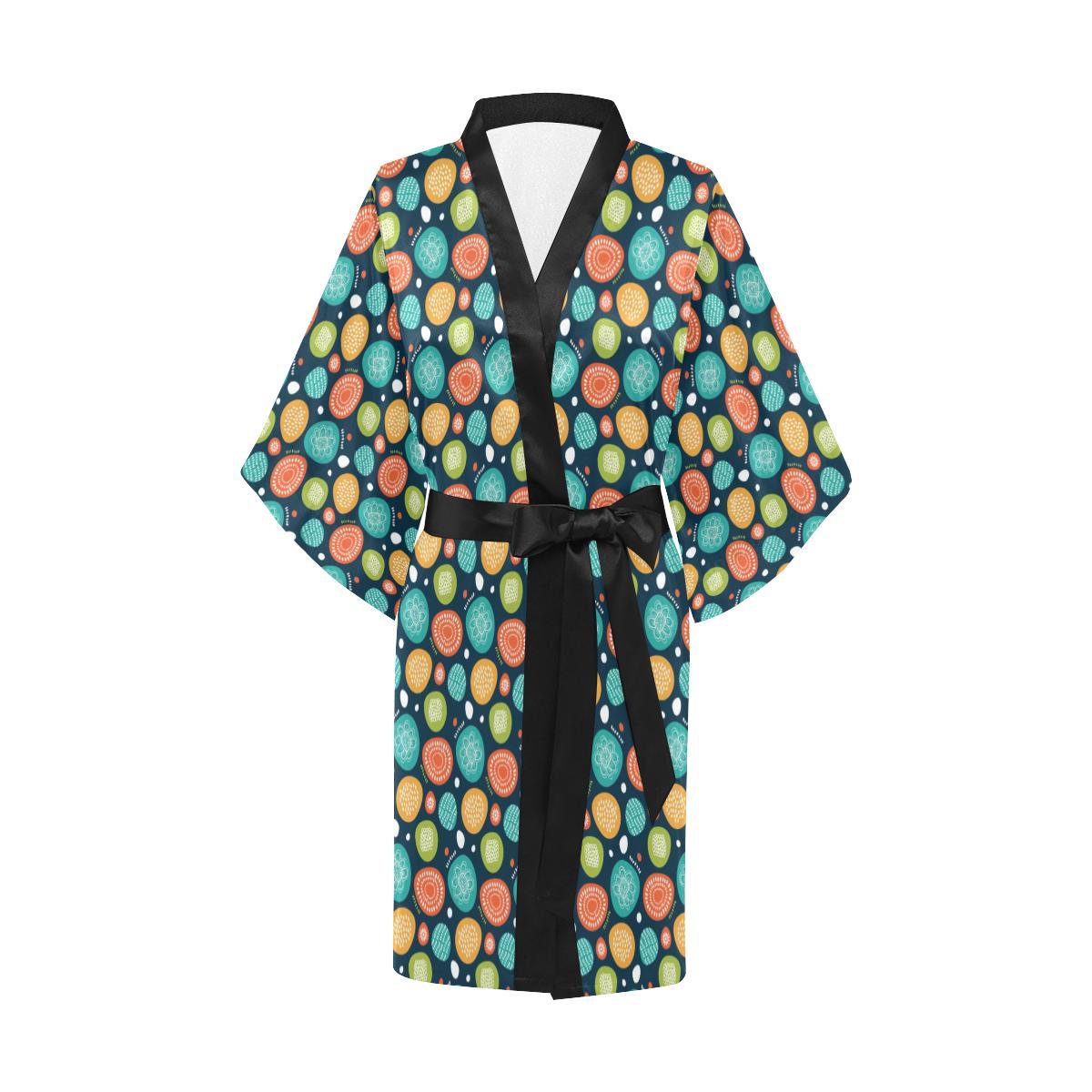 Swedish Themed Design Women Short Kimono Robe