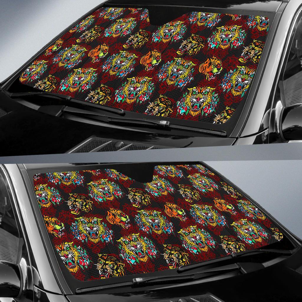 Tattoo Tiger Colorful Design Car Sun Shade For Windshield