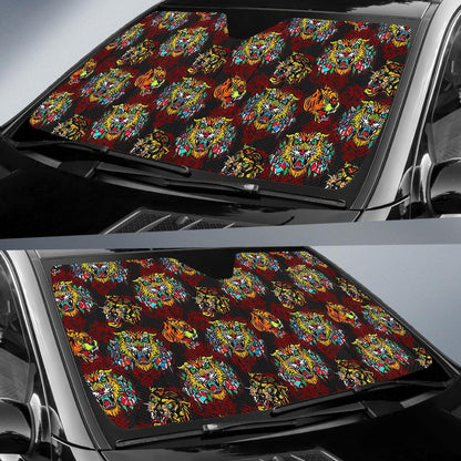 Tattoo Tiger Colorful Design Car Sun Shade For Windshield