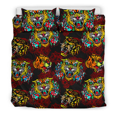 Tattoo Tiger Colorful Design Duvet Cover Bedding Set