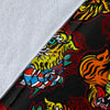 Tattoo Tiger Colorful Design Fleece Blanket