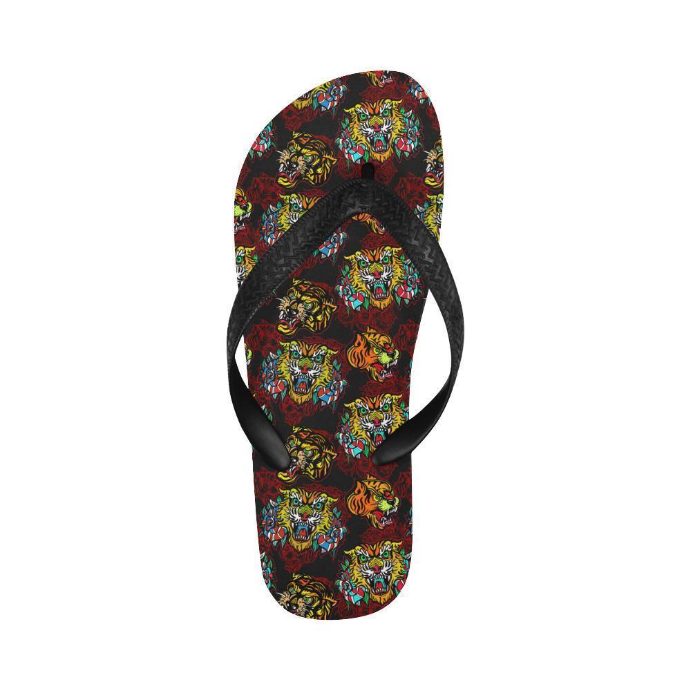 Tattoo Tiger Colorful Design Flip Flops-JTAMIGO.COM