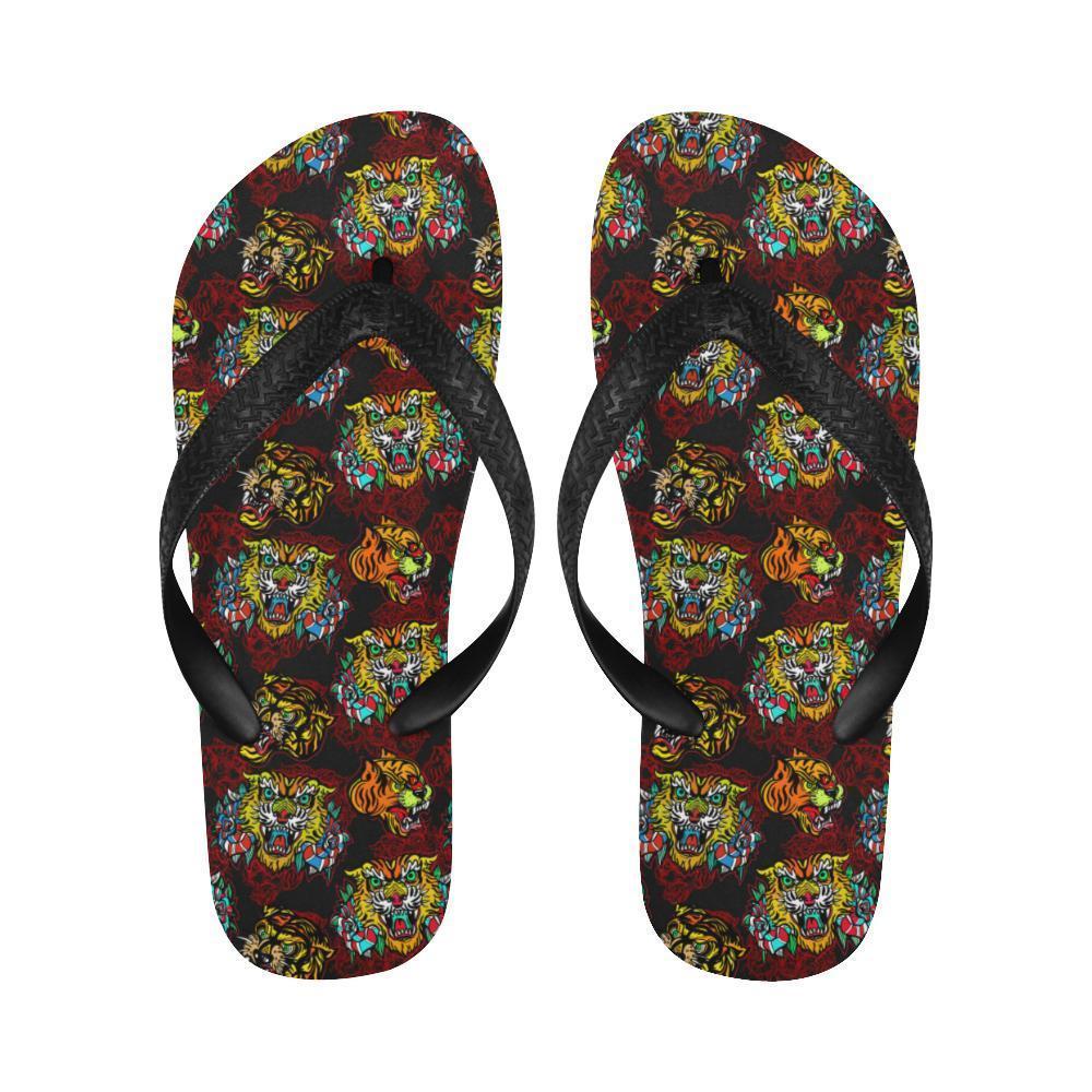 Tattoo Tiger Colorful Design Flip Flops-JTAMIGO.COM