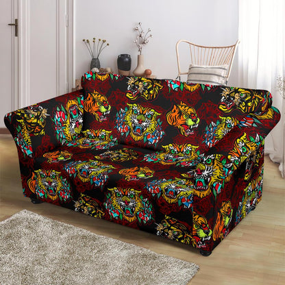 Tattoo Tiger Colorful Design Loveseat Slipcover-JTAMIGO.COM