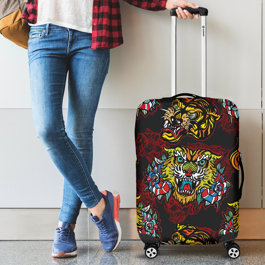 Tattoo Tiger Colorful Design Luggage Cover Protector
