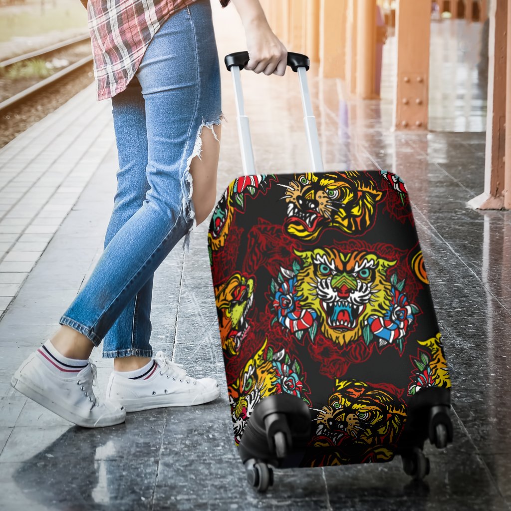 Tattoo Tiger Colorful Design Luggage Cover Protector