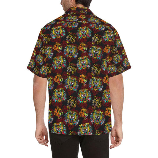 Tattoo Tiger Colorful Design Men Aloha Hawaiian Shirt
