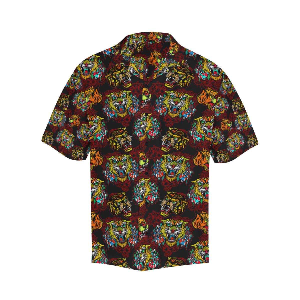 Tattoo Tiger Colorful Design Men Aloha Hawaiian Shirt