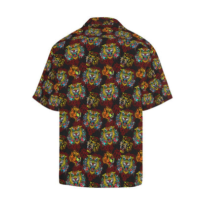 Tattoo Tiger Colorful Design Men Aloha Hawaiian Shirt