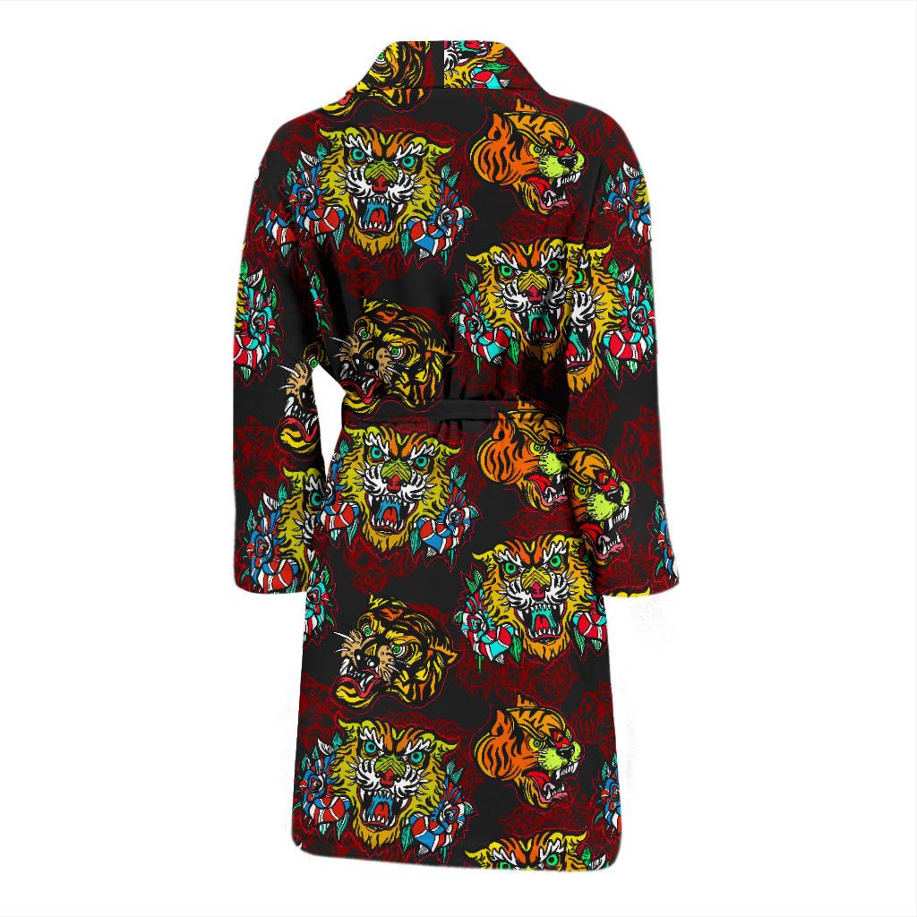 Tattoo Tiger Colorful Design Men Bath Robe-JTAMIGO.COM