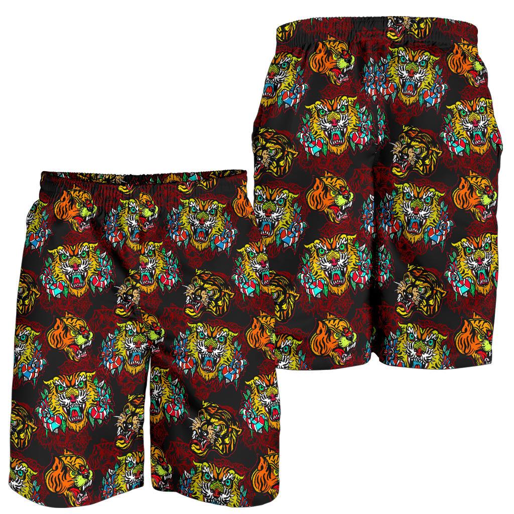 Tattoo Tiger Colorful Design Mens Shorts-JTAMIGO.COM