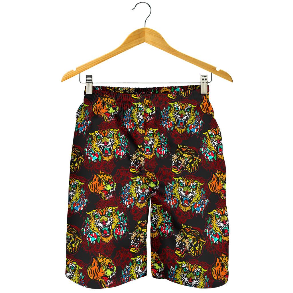 Tattoo Tiger Colorful Design Mens Shorts-JTAMIGO.COM