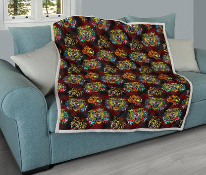 Tattoo Tiger Colorful Design Premium Quilt-JTAMIGO.COM