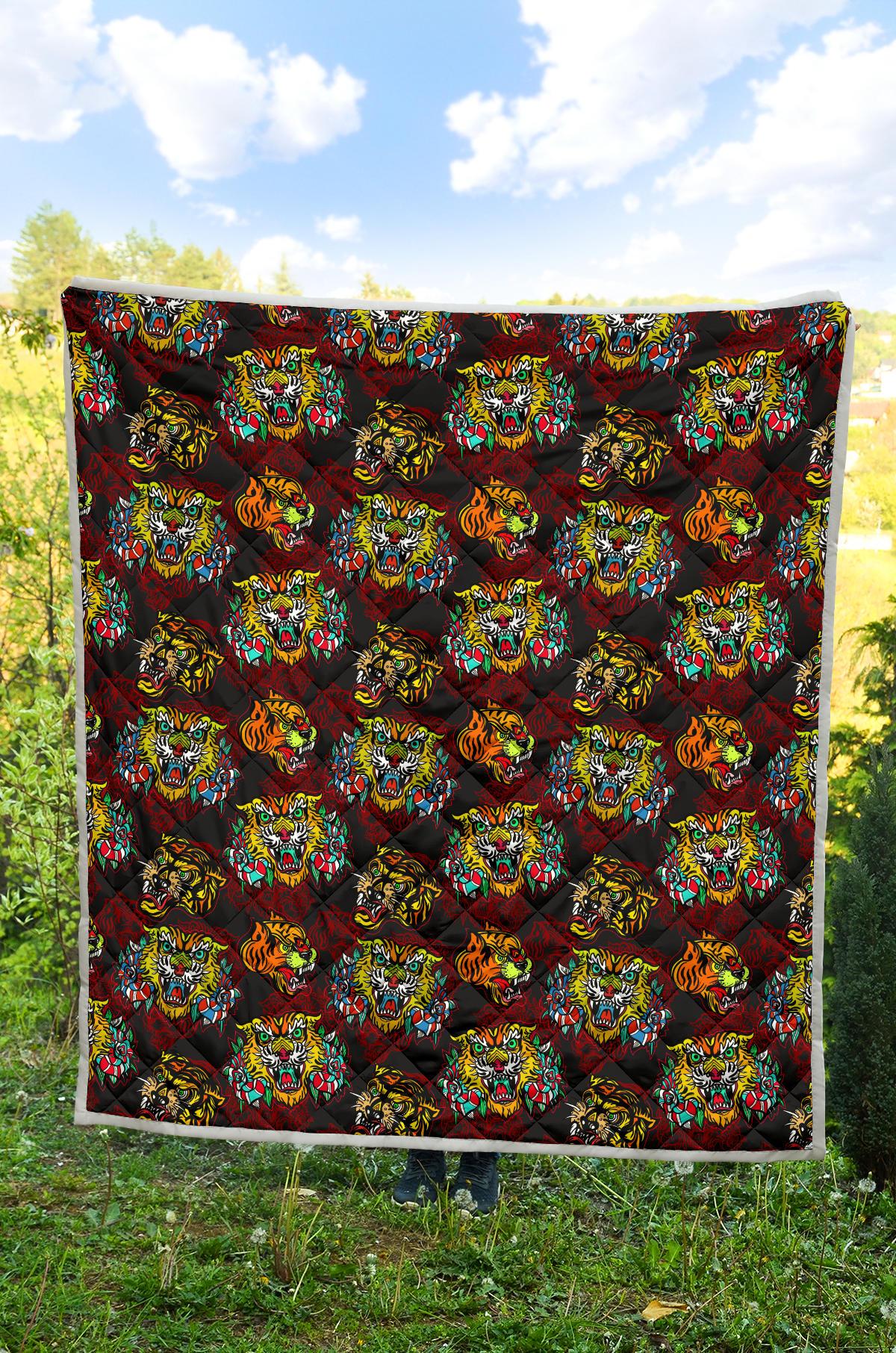 Tattoo Tiger Colorful Design Premium Quilt-JTAMIGO.COM