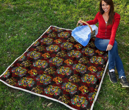 Tattoo Tiger Colorful Design Premium Quilt-JTAMIGO.COM