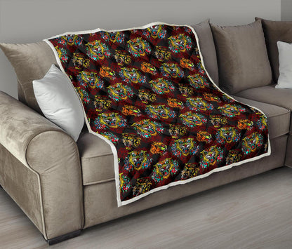 Tattoo Tiger Colorful Design Premium Quilt-JTAMIGO.COM