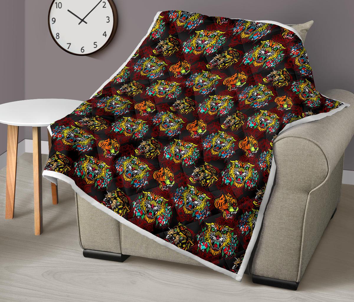 Tattoo Tiger Colorful Design Premium Quilt-JTAMIGO.COM