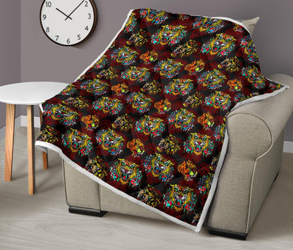Tattoo Tiger Colorful Design Premium Quilt-JTAMIGO.COM
