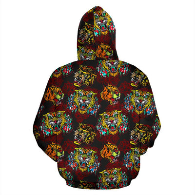 Tattoo Tiger Colorful Design Pullover Hoodie