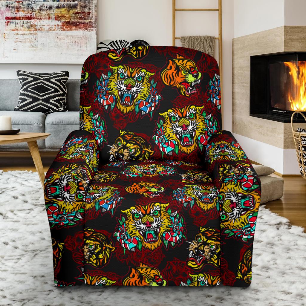 Tattoo Tiger Colorful Design Single Sofa Slipcover -JTAMIGO.COM