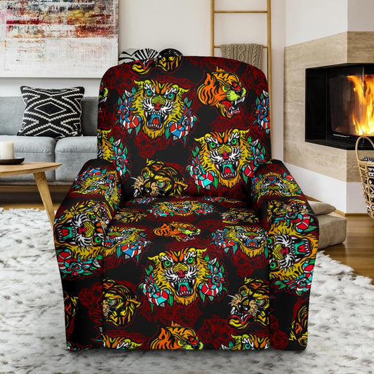 Tattoo Tiger Colorful Design Single Sofa Slipcover -JTAMIGO.COM