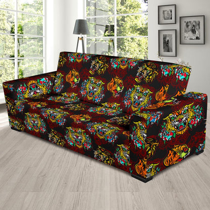 Tattoo Tiger Colorful Design Sofa Slipcover-JTAMIGO.COM
