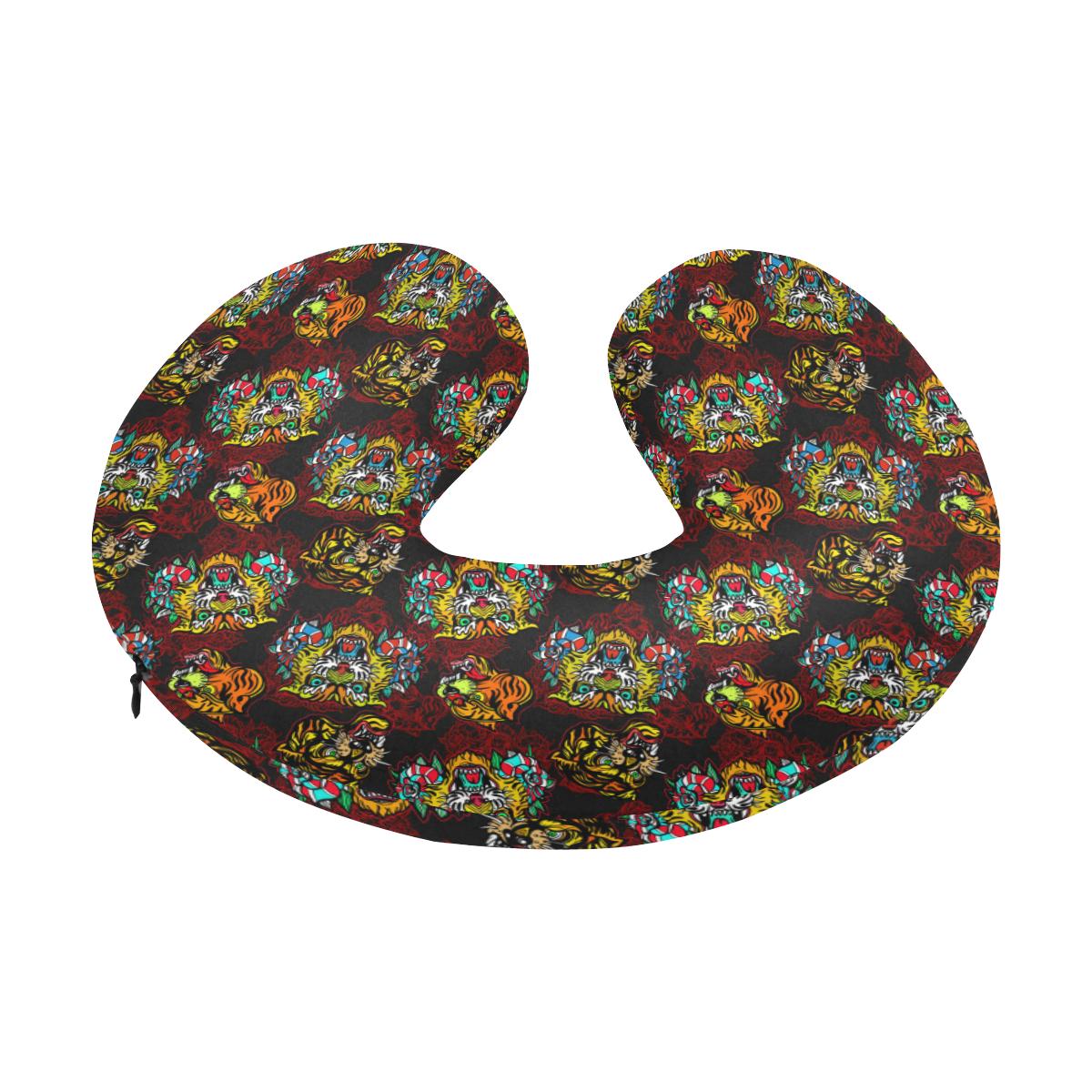 Tattoo Tiger Colorful Design U-Shaped Travel Neck Pillow-JTAMIGO.COM