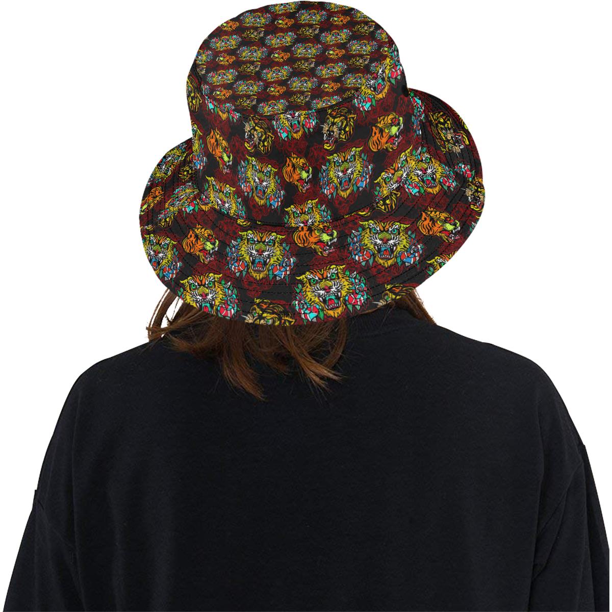 Tattoo Tiger Colorful Design Unisex Bucket Hat