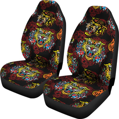 Tattoo Tiger Colorful Design Universal Fit Car Seat Covers
