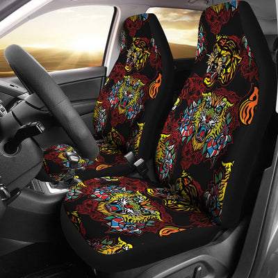 Tattoo Tiger Colorful Design Universal Fit Car Seat Covers