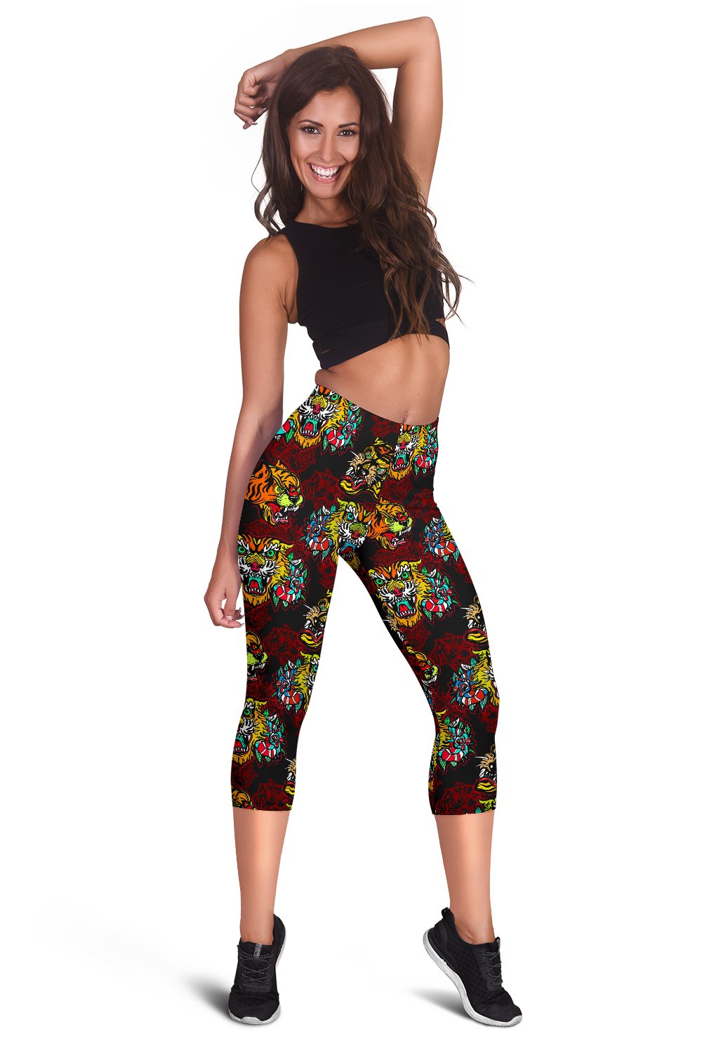 Tattoo Tiger Colorful Design Women Capris