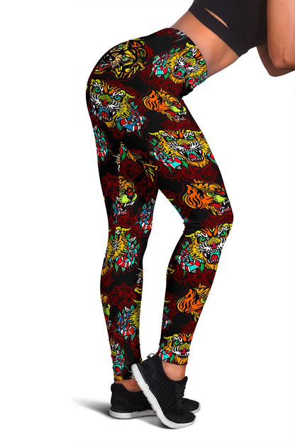 Tattoo Tiger Colorful Design Women Leggings