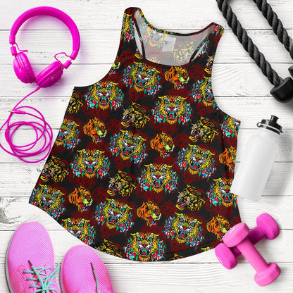 Tattoo Tiger Colorful Design Women Racerback Tank Top