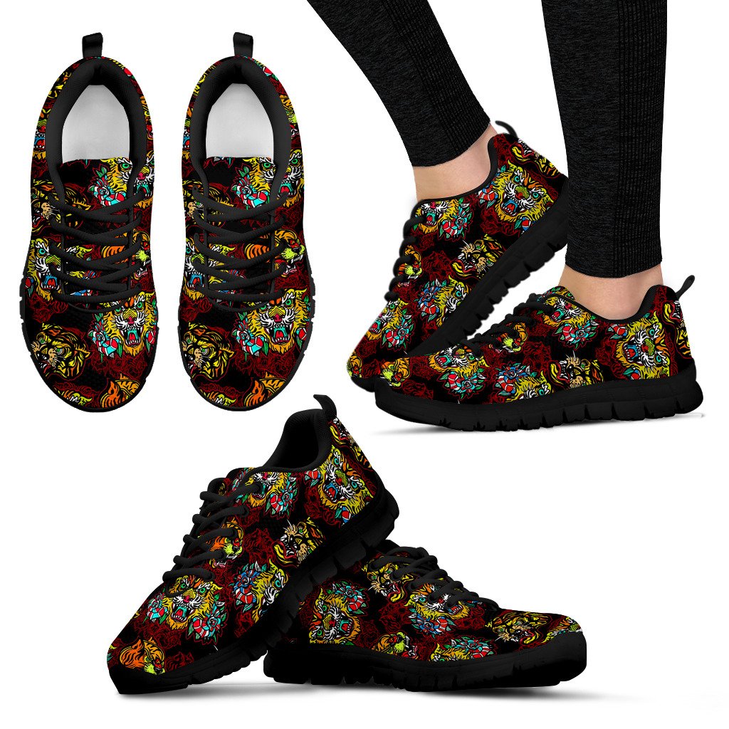 Tattoo Tiger Colorful Design Women Sneakers Shoes