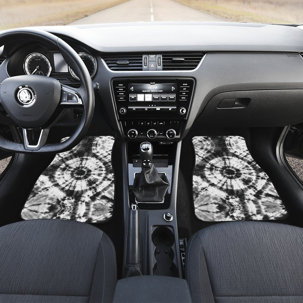 Tie Dye Black White Design Print Car Floor Mats