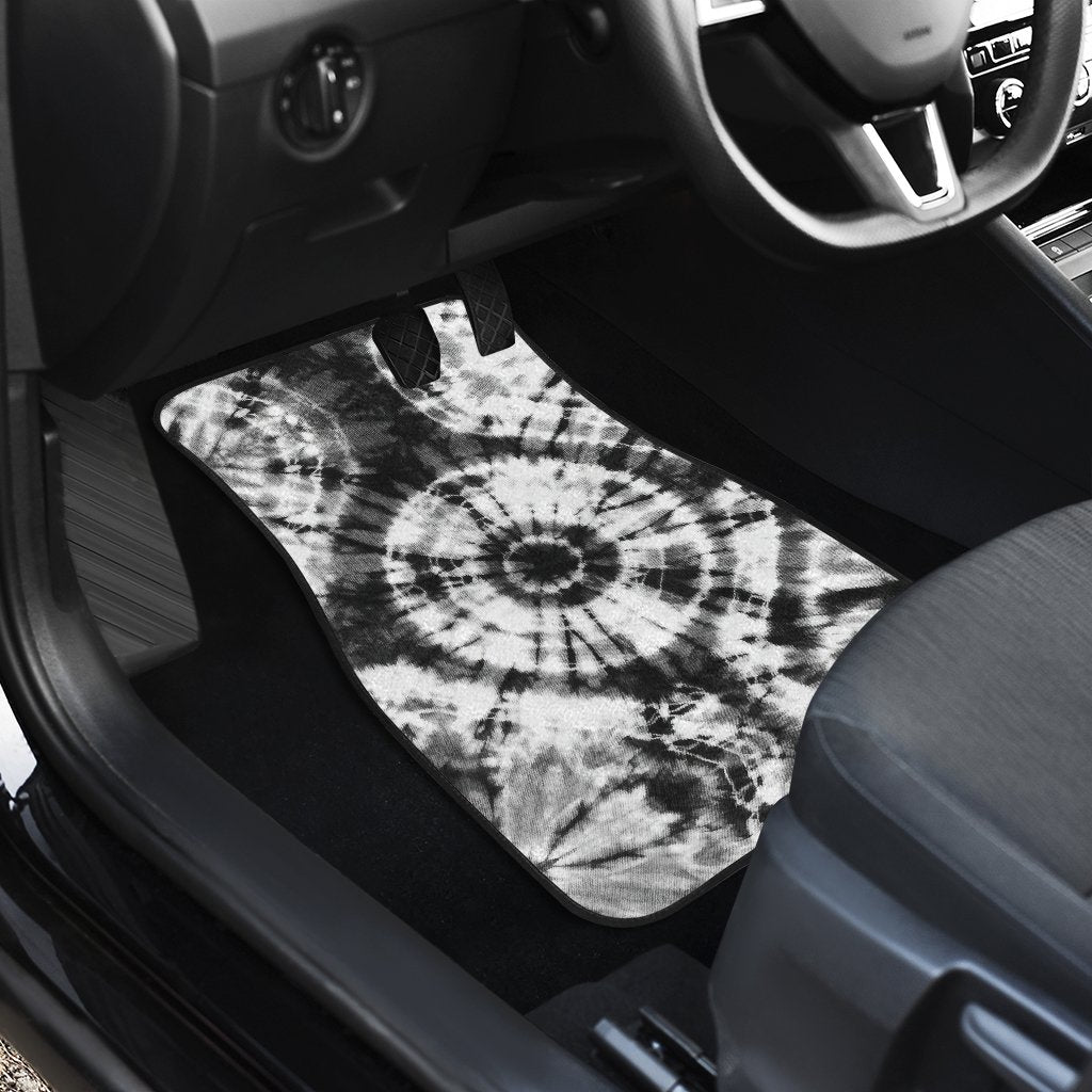 Tie Dye Black White Design Print Car Floor Mats