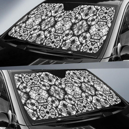 Tie Dye Black White Design Print Car Sun Shade For Windshield