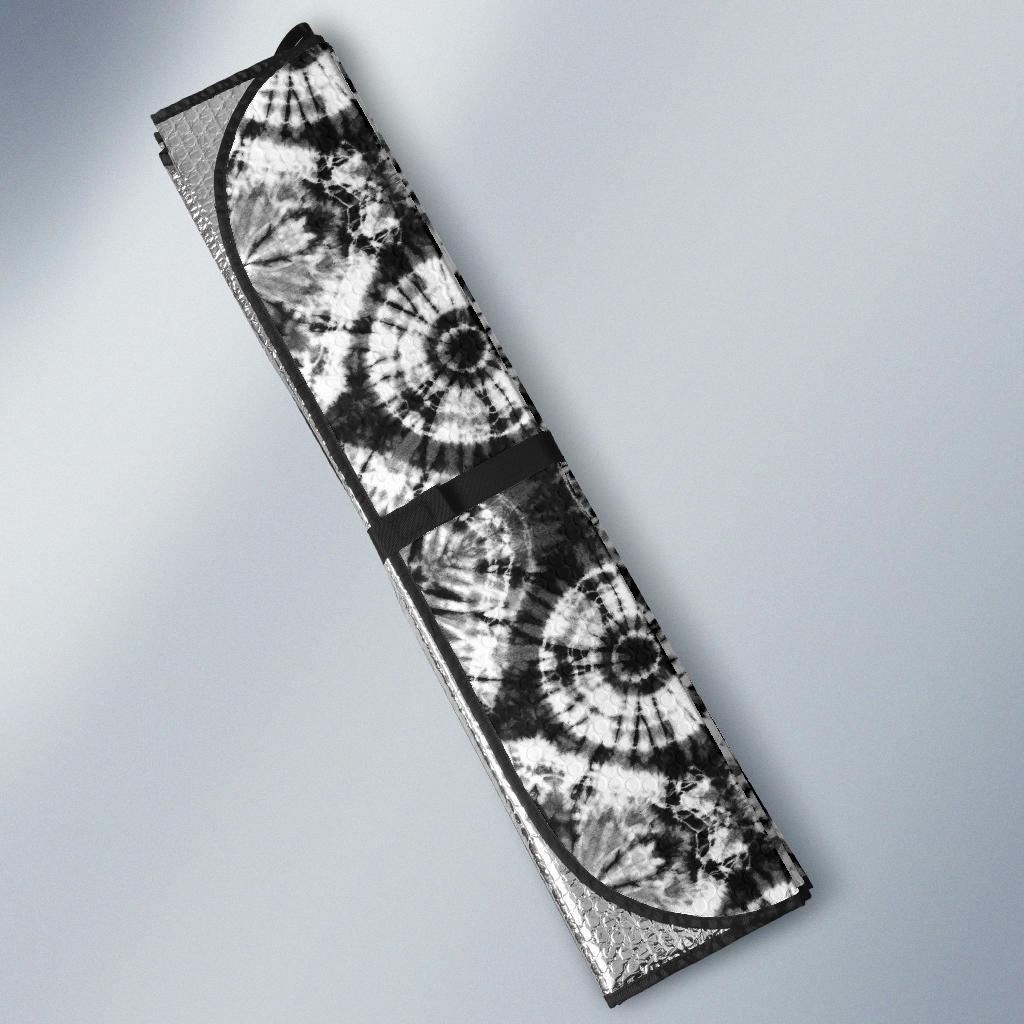 Tie Dye Black White Design Print Car Sun Shade For Windshield