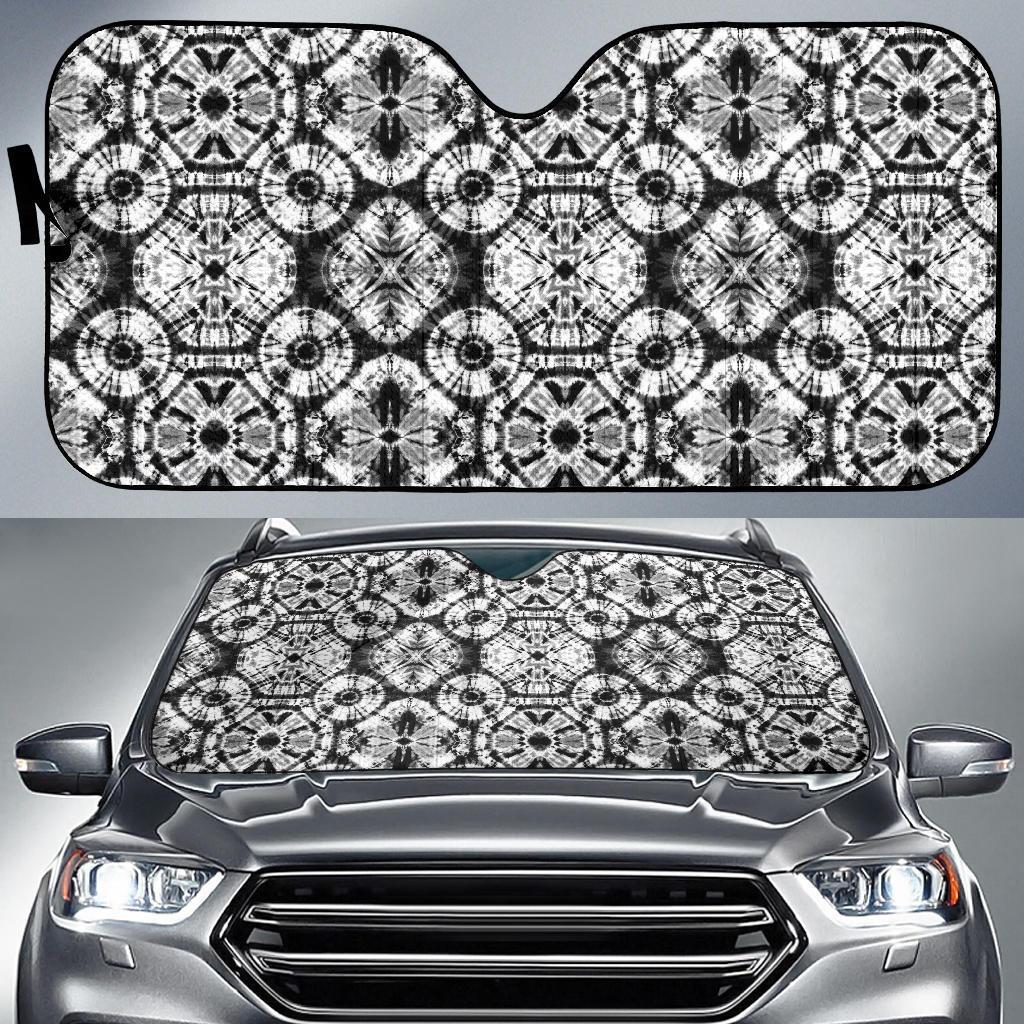 Tie Dye Black White Design Print Car Sun Shade For Windshield