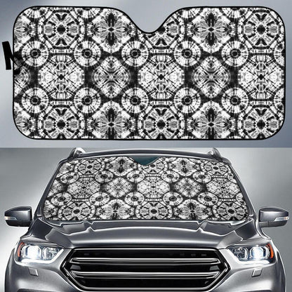 Tie Dye Black White Design Print Car Sun Shade For Windshield