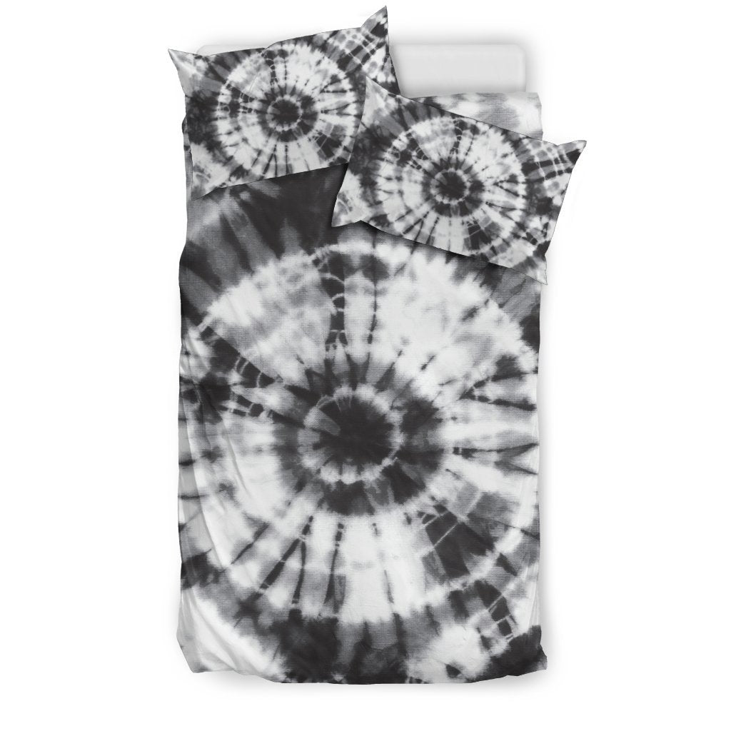 Tie Dye Black White Design Print Duvet Cover Bedding Set