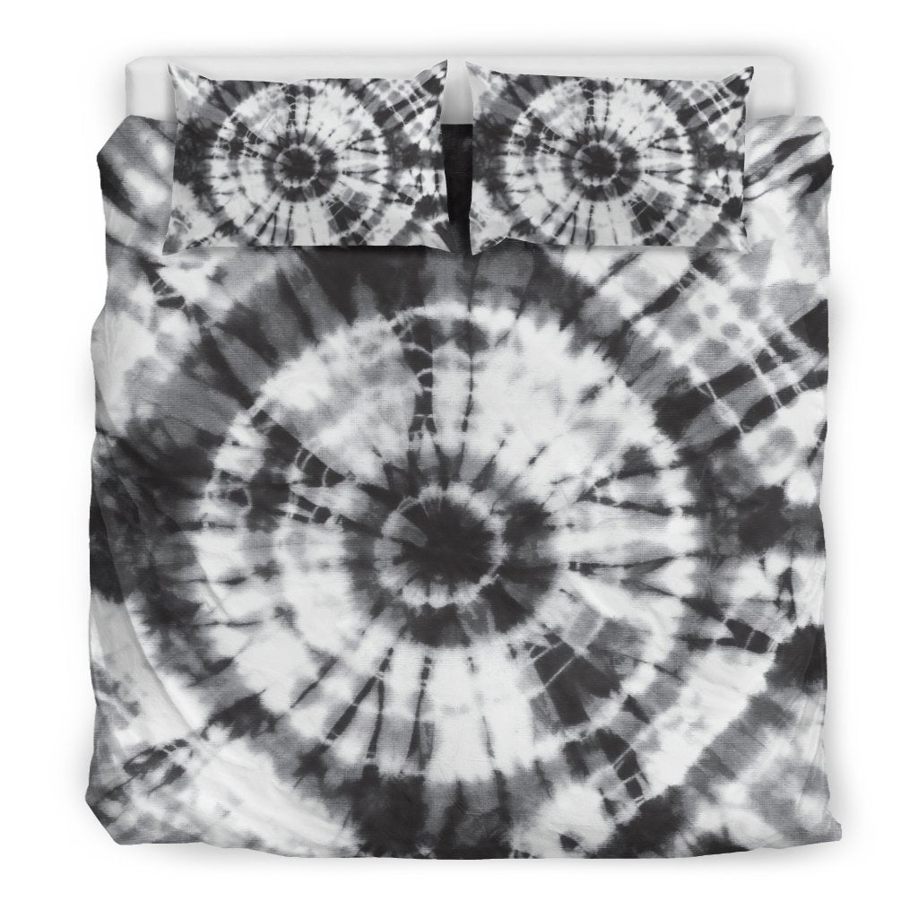 Tie Dye Black White Design Print Duvet Cover Bedding Set