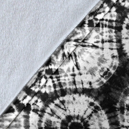 Tie Dye Black White Design Print Fleece Blanket
