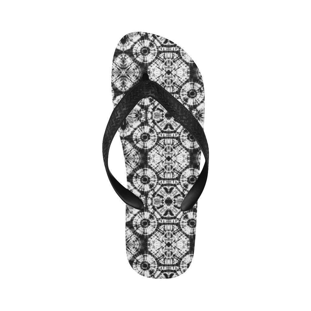 Tie Dye Black White Design Print Flip Flops-JTAMIGO.COM